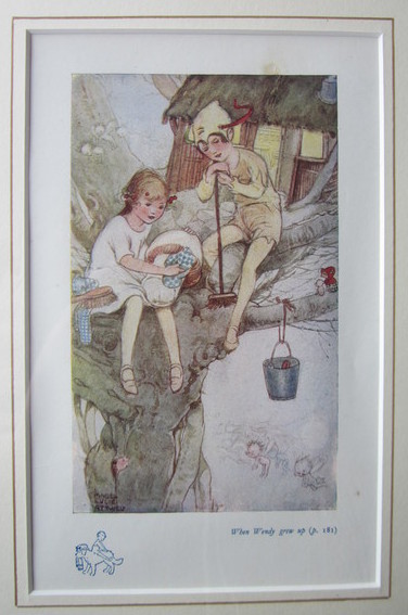 Mabel Lucie Attwell 1930s Peter Pan Print - Mounted